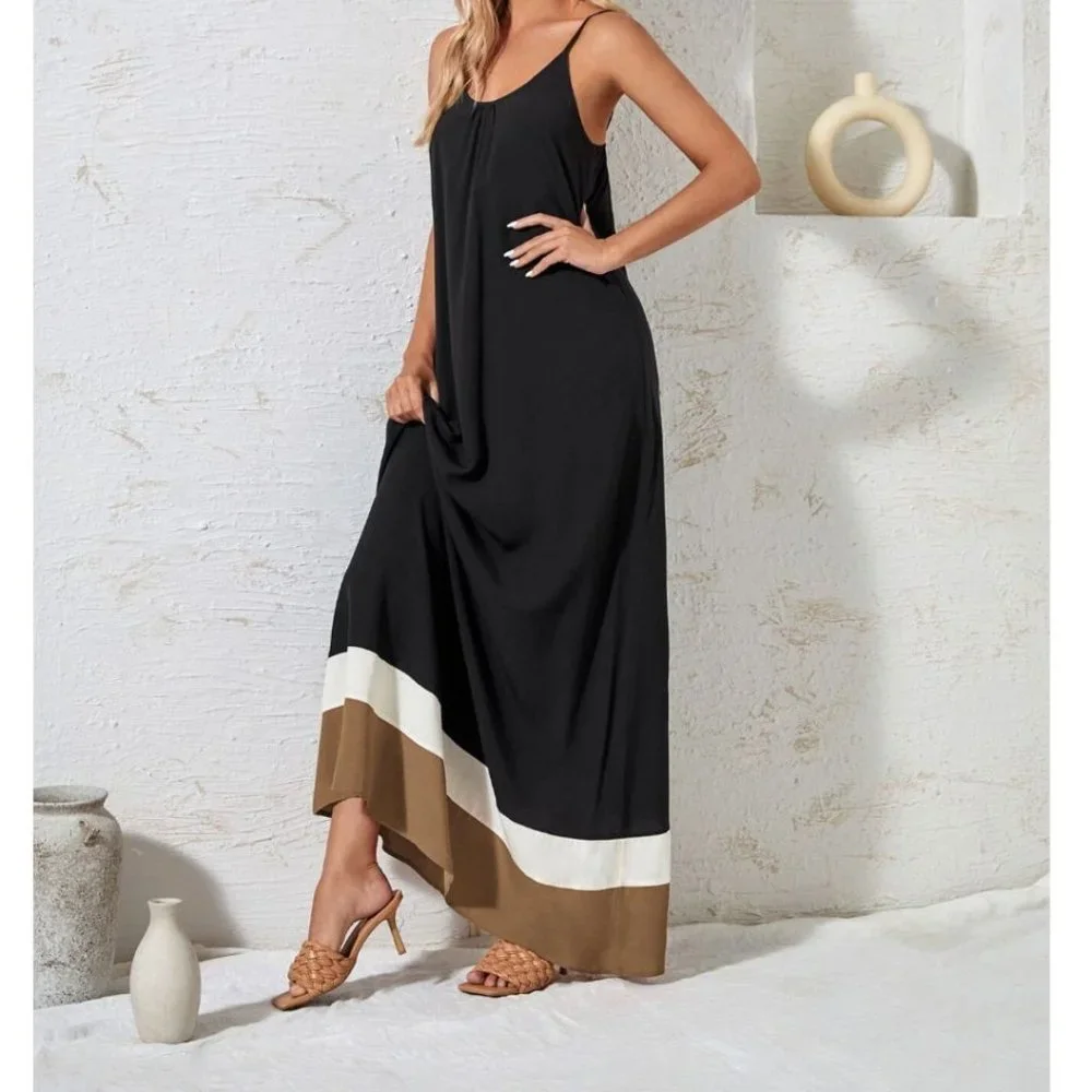 Boho Color block Open Back Cami Dress - Picture 3 of 6